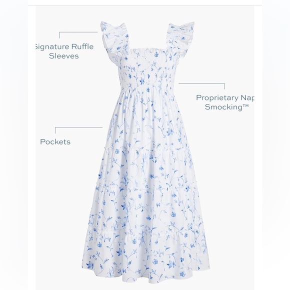 Hill House Ellie Nap Dress in Blue Botanical by Hill House Home Size Large - Picture 3 of 14